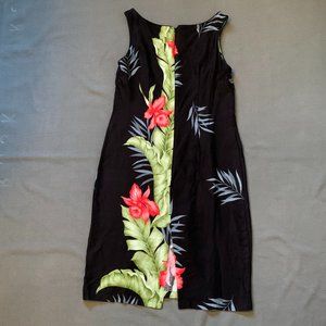 The Hawaiian Original Womens Midi Black Floral Sleeveless Dress Size Medium